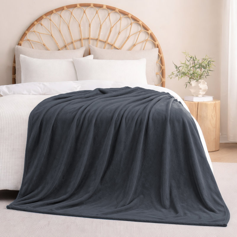 Couverture polaire en fausse fourrure de vison de luxe - peluche douce et réversible pour lit et canapé, Gris, Très grand lit