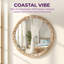 Miroir mural rond rustique 23,62 po avec cadre à rivets et miroir décoratif préinstallé avec grande surface réfléchissante pour le salon de la chambre à coucher, bois naturel-213955303