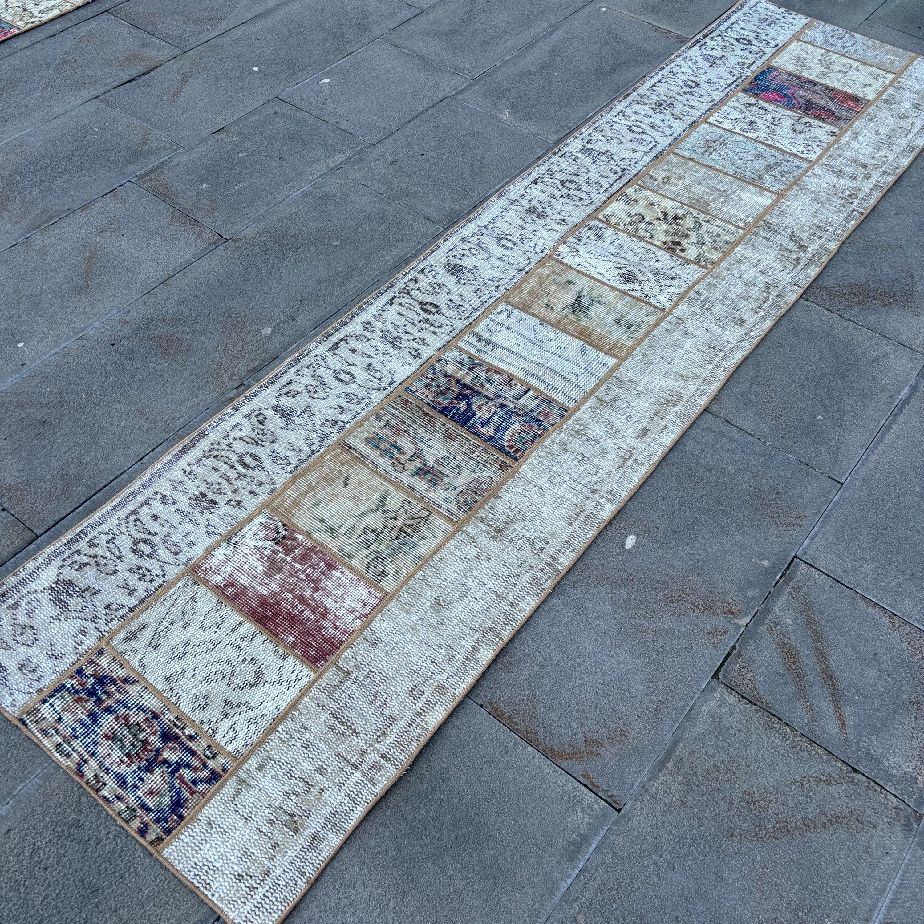 Bungalow Rose Vintage Turkish Patchwork Runner Rug in Beige Wool with ...