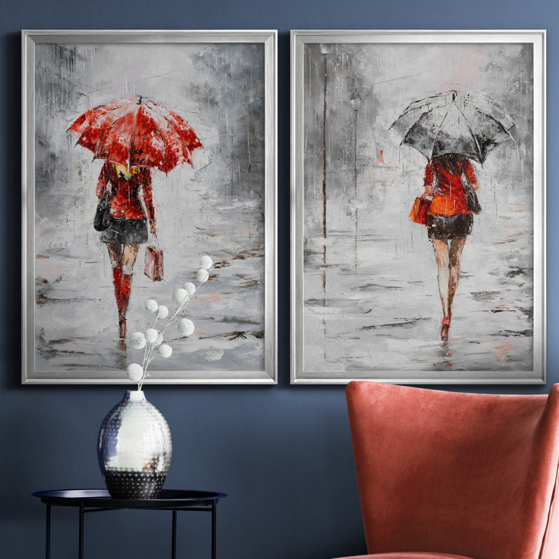 City magasiner III - ensemble de 2 reproductions d'art, H 18,5 po x l 49 po x P 1,5 po, Toile encadrée argentée, Pas de tapis