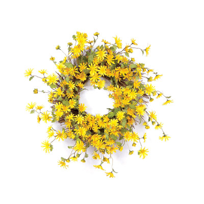 23" Green And Yellow Spring Daisy Artificial Wreath