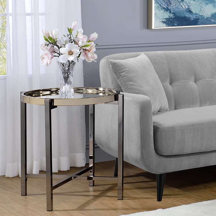 Davidson Mirrored Glass Tray Top End Table