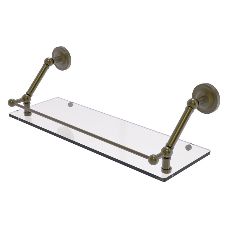 Tablette flottante avec barre de galerie Alcott, Laiton antique, H 8 po x l 24 po x P 8,6 po