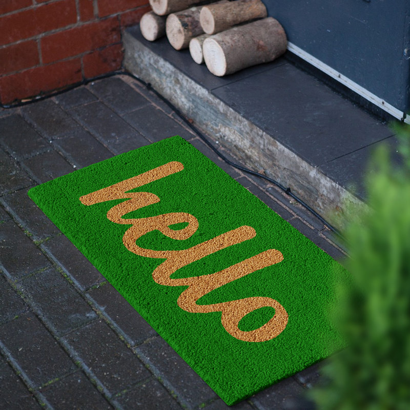 Carlaysia Non-Slip Outdoor Doormat, Rectangle 2' x 3', Green