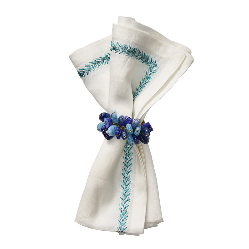 Jardin Napkin, White/Turquoise