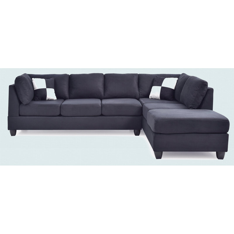 Canapé modulaire moderne avec méridienne, Noir