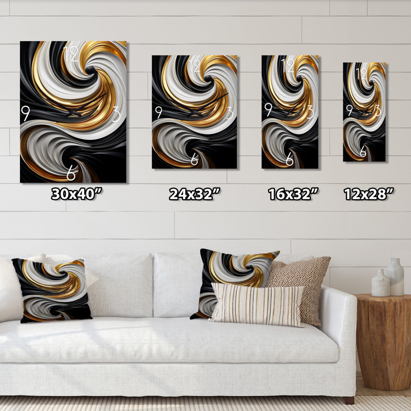 Horloge murale spirale abstraite liquide, H 32 po x l 16 po x P 1 po