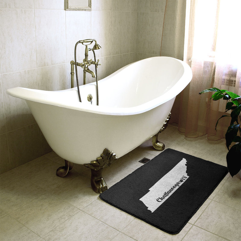 Tapis pour salle de bain en microfibre rectangulaire antidérapant antidérapant, L 21 po x L 34 po, Noir
