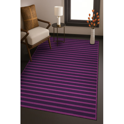Tapis tissé à rayures mauve lavable Mosso