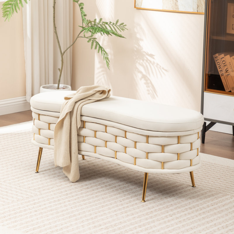 Banc de rangement rembourré Cristen, Beige