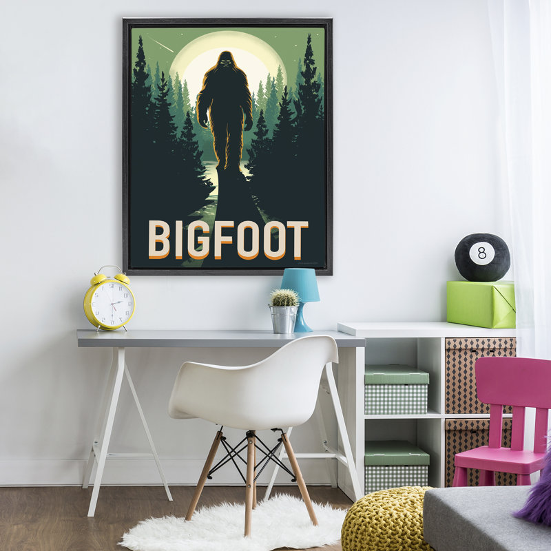 Cadre flottant Cryptid In The Woods, design par Omar Escalante, H 31 po x l 25 po, Cadre flottant noir de jais