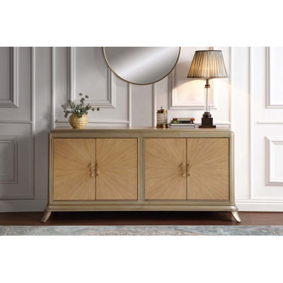Console Cabinet With Sunburst Pattern Door Front And Storage Space