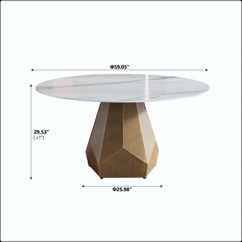 Table de salle à manger 59,05 po, 29.53"H x 59.05"L x 59.05"W, White/Grey