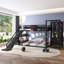 Lit mezzanine double en métal avec glissade et mur d'escalade Roomfitter, lit de sport avec panier de basketball, noir-546952339