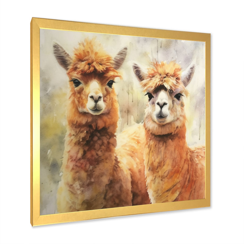 Alpagas gracieux sur toile, Cadre doré à une seule photo, H 30 po x l 30 po x P 1 po