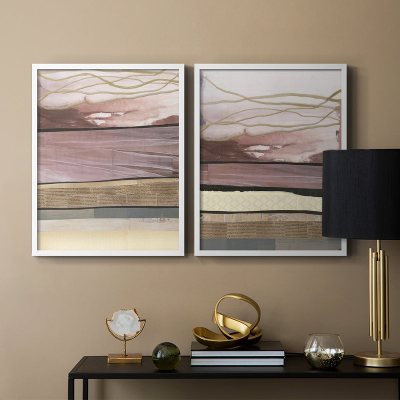 «Waves of Collage I», reproduction encadrée de qualité supérieure - prête à être accrochée - aucun clou requis - aucun clou requis