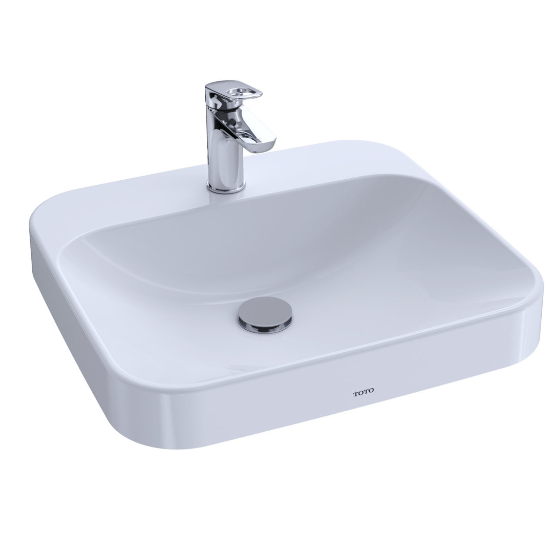 TOTO® Arvina™ Rectangular 20" Vessel Bathroom Sink with CEFIONTECT for Single Hole Faucets, Cotton White TOTO