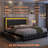 Jalna LED Lighted Upholstered Bed Frame with Bluetooth Sync Lights, Adjustable Headboard & 4 Storage Drawers, No Box Spring Needed, Easy Assembly,-1198246829-1146210902