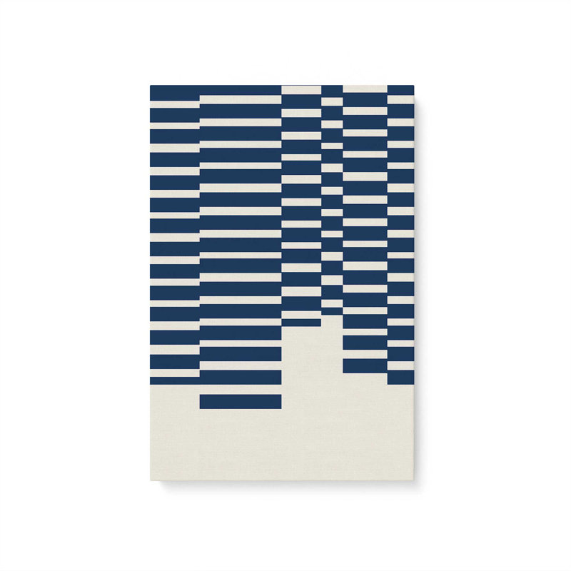 Navy and Cream Abstract Lines Wrapped Canvas, 30" H x 20" W