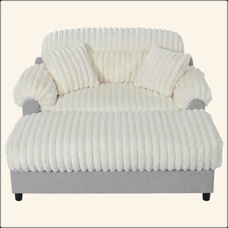 Canapé-lit moderne avec méridienne 65,25 po Cloud, Beige