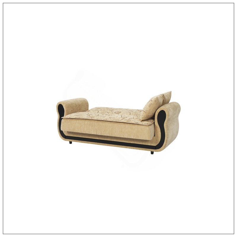 Causeuse convertible rembourrée avec rangement, Beige, Noir