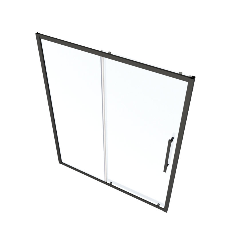 56"60"W X 72"H Sliding Shower Door, Sliding Door, With 1/4" Tempered Glass And Matted Black Finish 6072, Matte Black