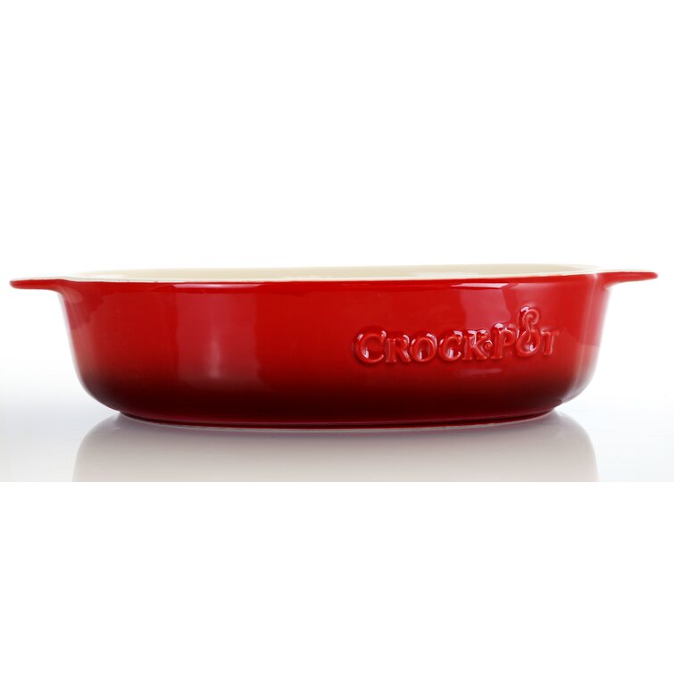 Crockpot Appleton 2 Quart Oval Stoneware Casserole Dish in Red with Glass Lid