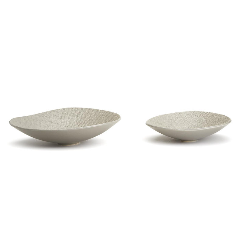Ensemble de 2 bol ondulé beige Shitake