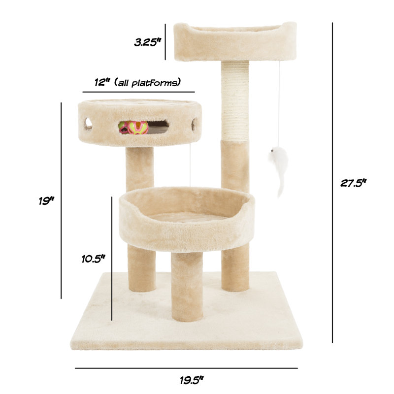  PETMAKER Cat Tree with Interactive Cheese Wheel, Tan