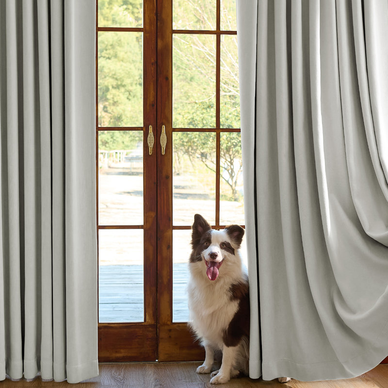 Chenille Blackout Curtains Triple-Weave Noise Reducing Drapes 2 Panels, Grey, 50" W x 108" L