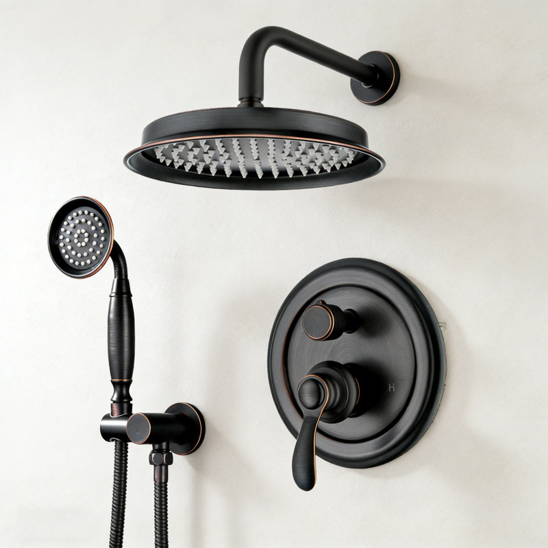 Ceiling Mount Rain Shower System, 9 Inch Rainfall Head And Handheld Spray, Oil Rubbed Bronze