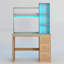Computer Desk with Power Outlet and Tri-Color Light, Home Desk with Shelves and Drawer-1704066035