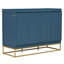 Grand lit escamotable moderne grand format avec pieds en fer, conception pliable peu encombrante, robuste, bleu-129461484