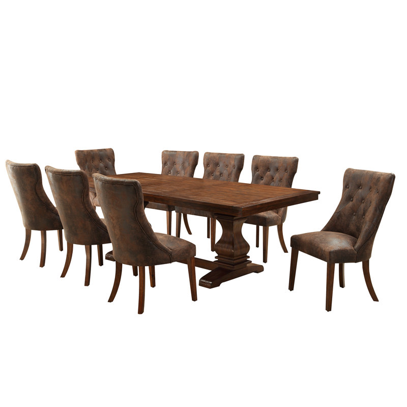 Gretal Extendable Solid Wood Solid Wood Top Trestle Dining Set