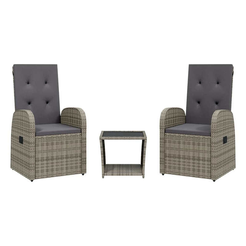 Red Barrel Studio® Patio Dining Set With Cushions Gray Poly Rattan, 2