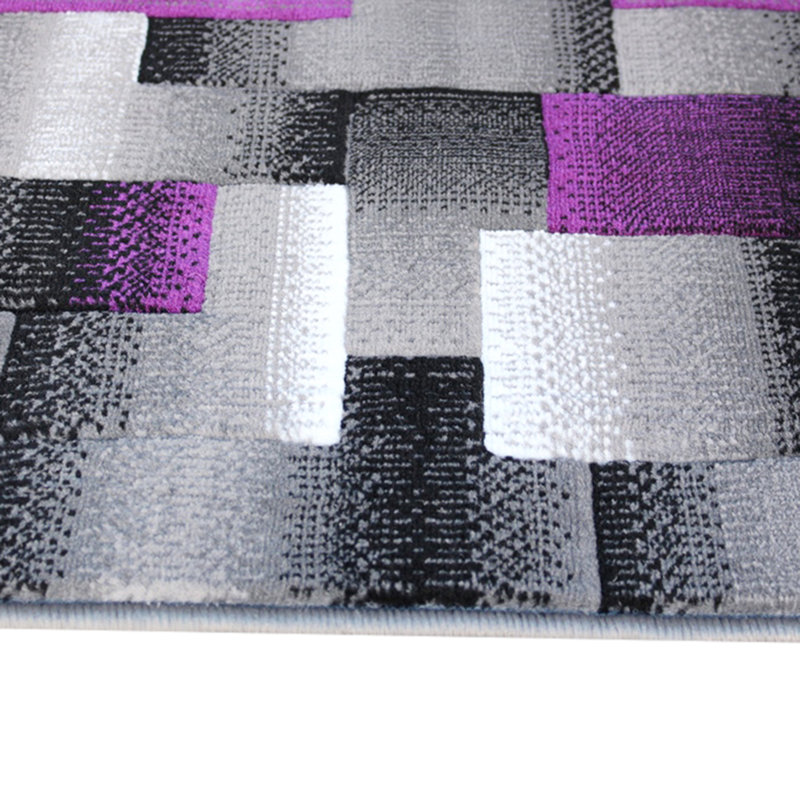 Tapis d'intérieur à motif de couleurs géométriques mauve et gris Abbie-May, Tapis de couloir 2 pi x 7 pi