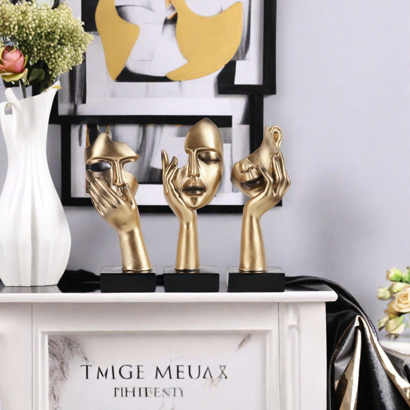 3 Pcs Thinker Small Statue Set