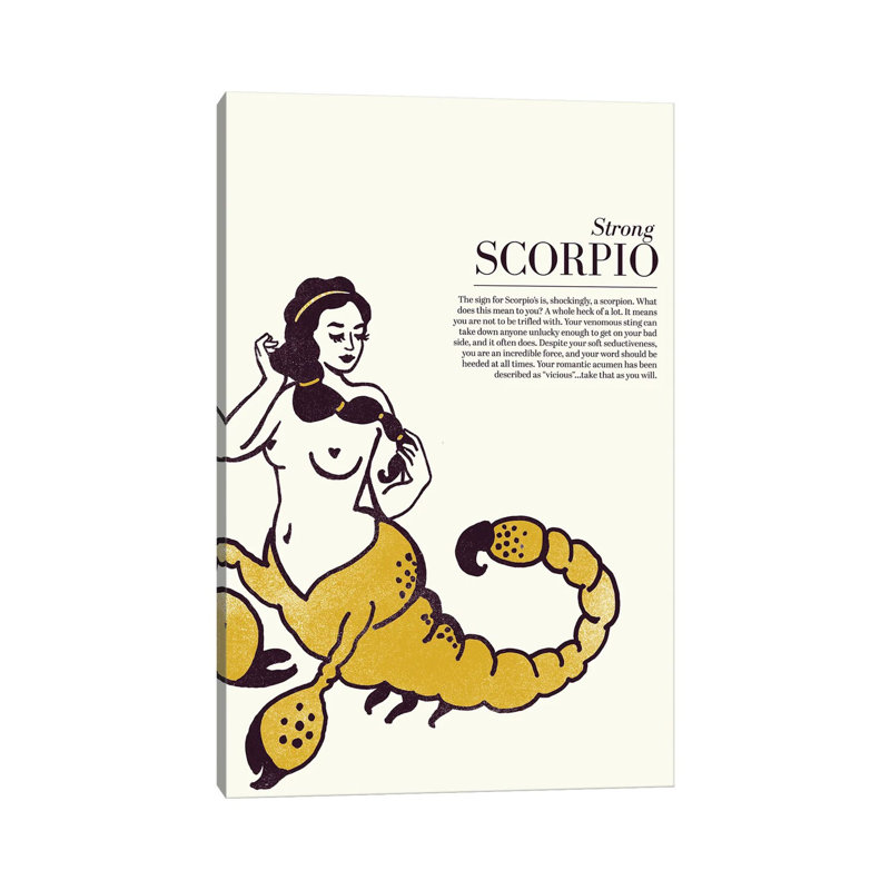 Zodiac Gold Scorpio by The Whiskey Ginger - Wrapped Canvas Rectangle Print, 30.48cm H x 20.32cm W, Wrapped Canvas