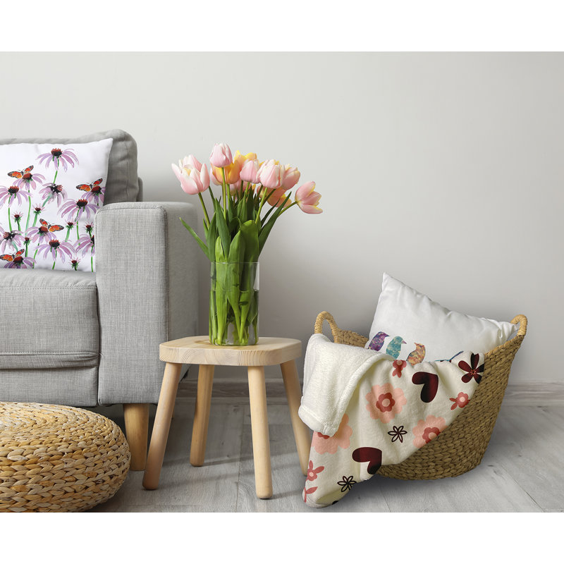  Couverture en molleton Flowery Love, 50 po x 60 po, gris