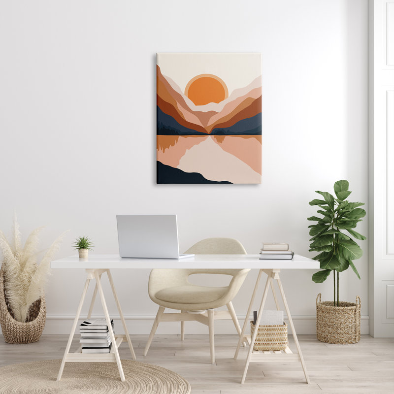 Lever de soleil orange vibrant, Toile tendue, H 40 po x l 30 po