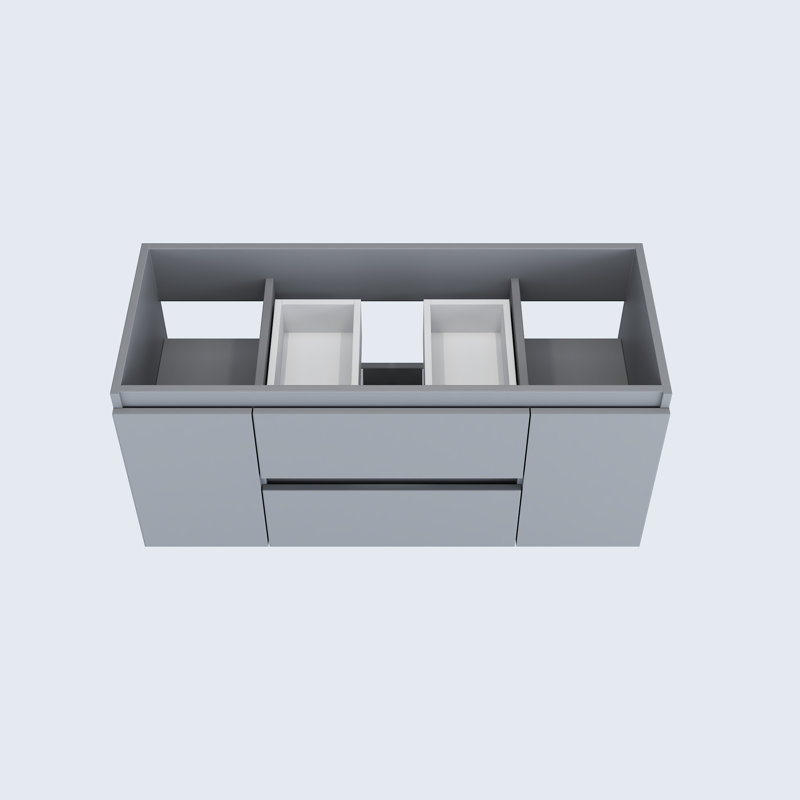 Gray 48" Wall-Mounted Floating Bathroom Vanity with Ceramic Top