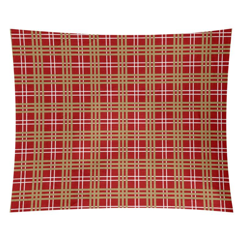 Tapisserie de luxe San Francisco en microfibre, H 88 po x l 104 po, Rouge / blanc / or