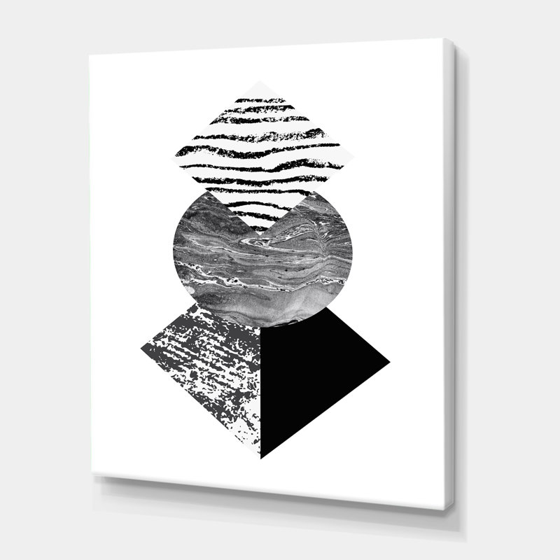 Feuille de palmier tropical avec formes géométriques abstraites I - impression sur toile, H 32 po x l 24 po x P 1 po