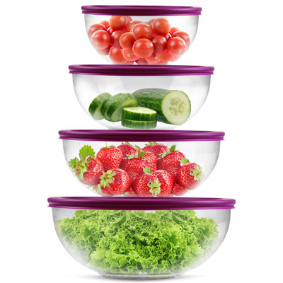 Kitchen Glass Mixing Bowls with Lids Set - Durable Glass Nesting/Batter Bowls with Airtight Lids