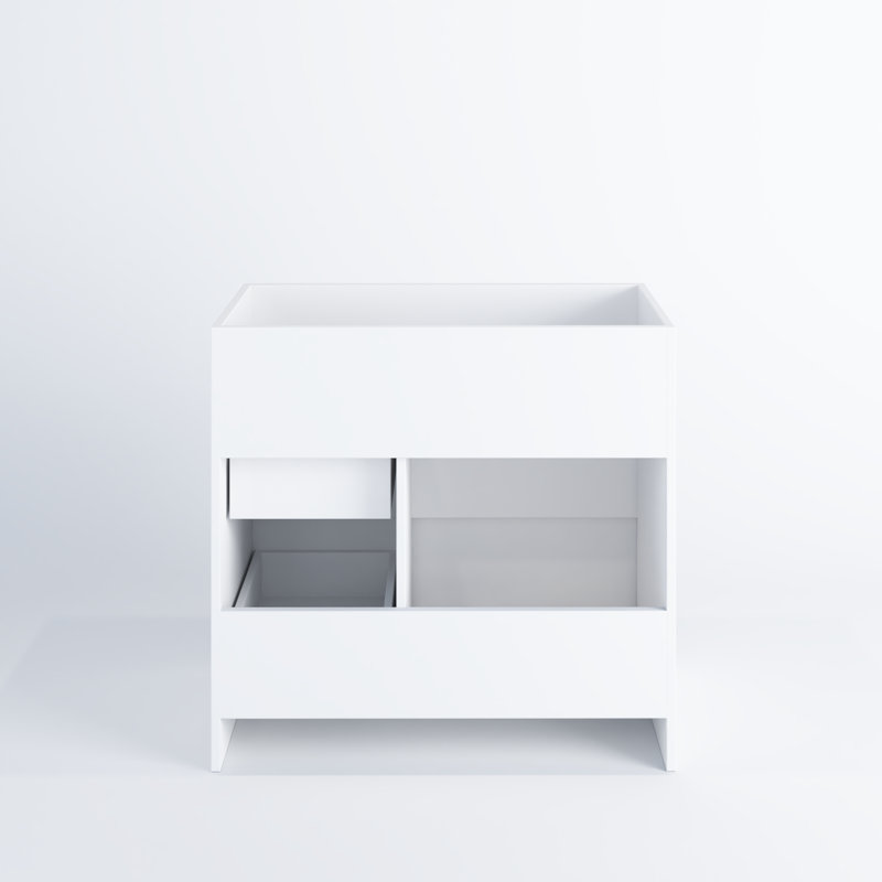 White Freestanding Single Bathroom Vanity with Soft Close Drawers