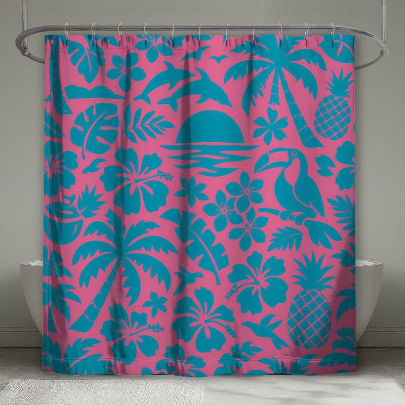 Rideaux de douche Tropical Hawaiian, 70in W x 93in H