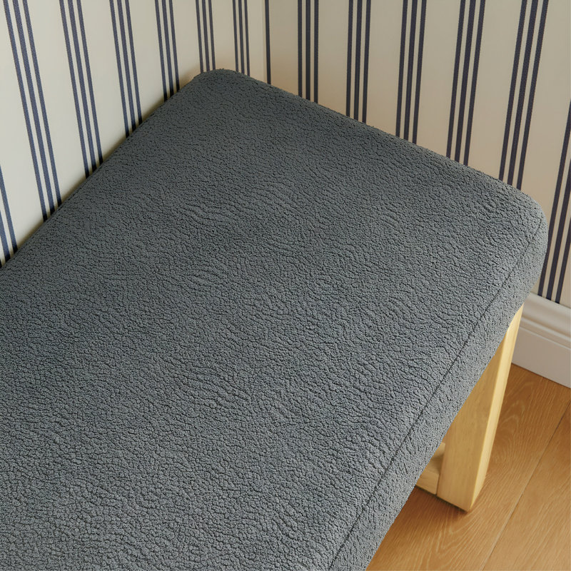 Modern Upholstered Solid Wood Entryway Shoe Bench With Soft Cushion Seat, Dark Gray