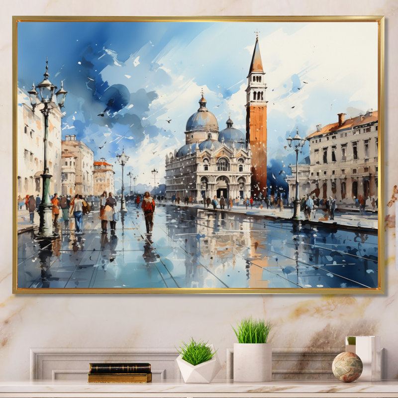Italie, Italie, San Marco I, reproduction d'art sur toile, 12" H x 20" W, Cadre flottant doré