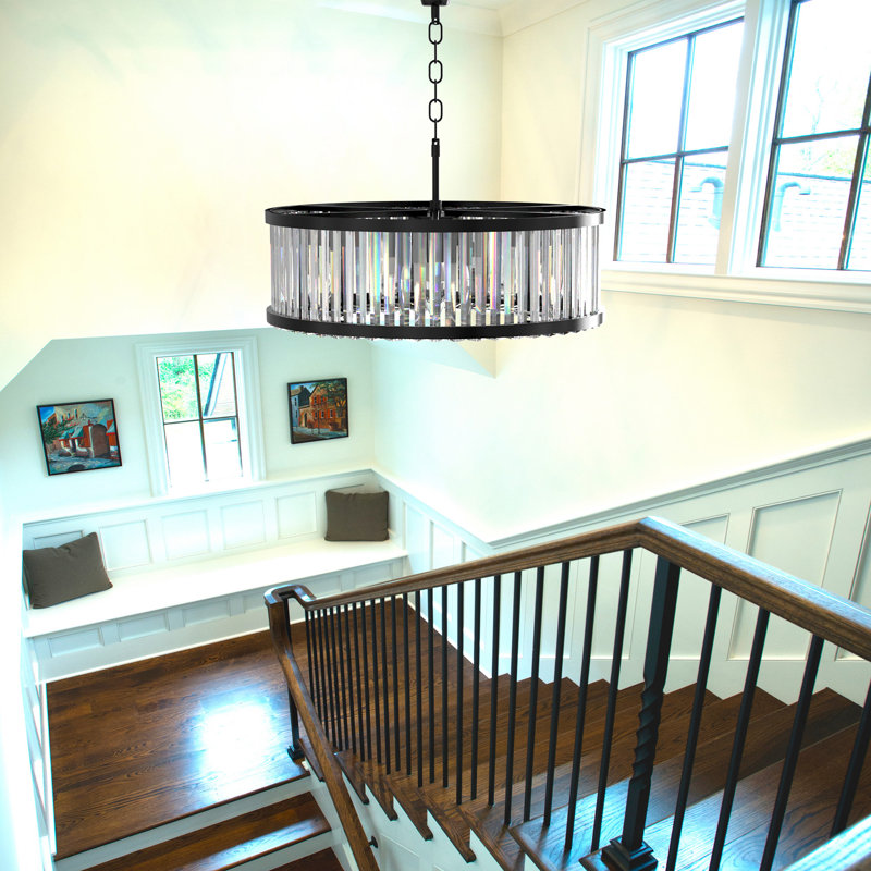 Lustre en cristal 24 po à 6 lumières avec chaîne suspendue Graceyn