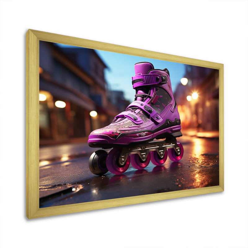 Patins à roulettes, patins à roues alignées, impression sur toile, H 24 po x l 32 po x P 1 po, Cadre doré à une seule photo